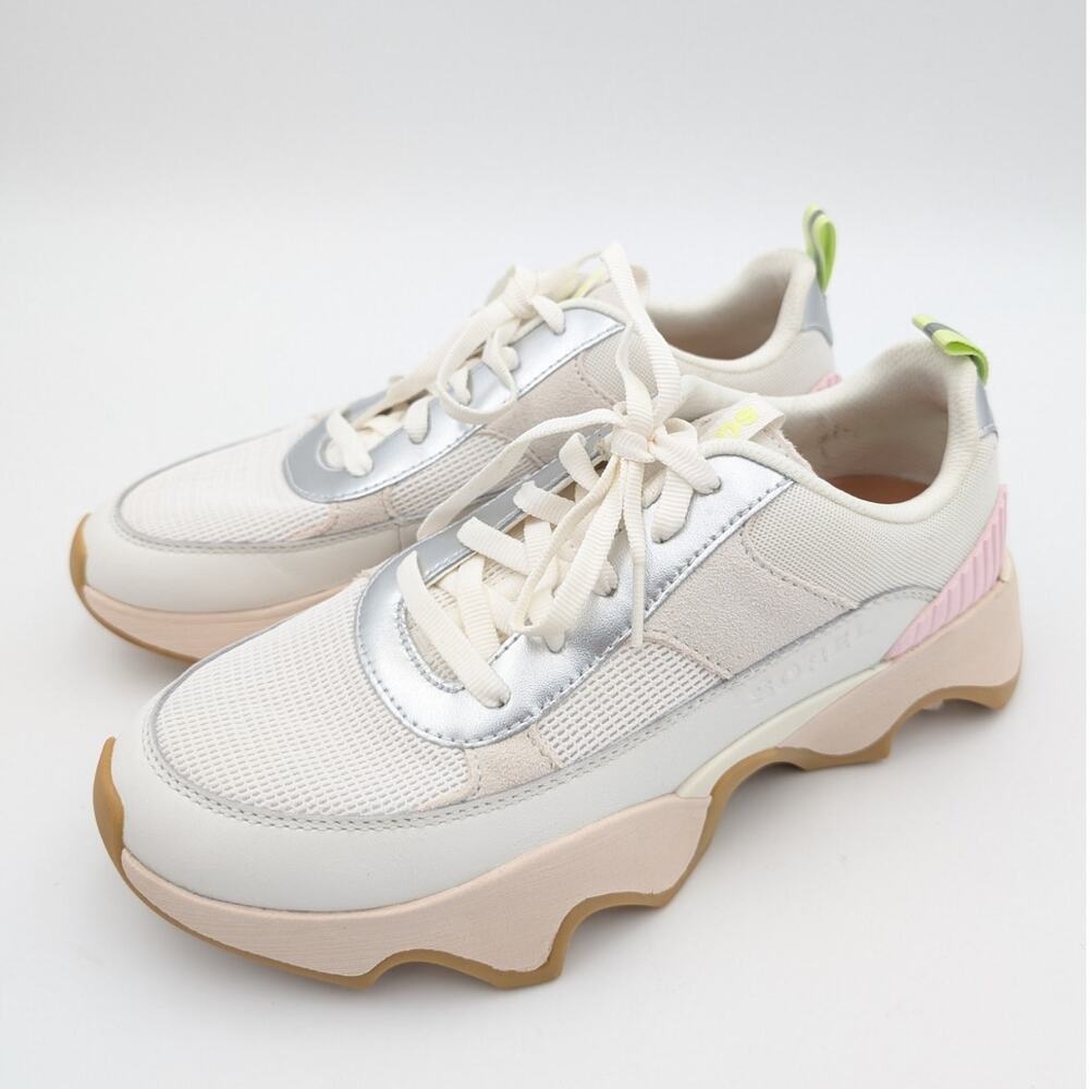 Sorel Women's Chunky Sneakers in Ivory, Silver, Pink & Green Accents